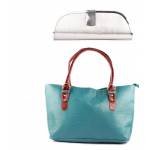 Seagreen Handbag + Silver Clutch